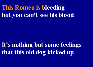 This Romeo is bleeding
but you can't see his blood

It's nothing but some feelings
that this old dog kicked up