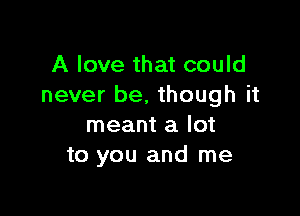 A love that could
never be, though it

meant a lot
to you and me