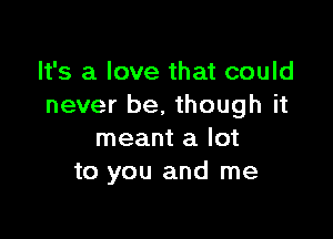 It's a love that could
never be, though it

meant a lot
to you and me