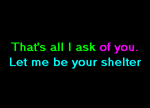That's all I ask of you.

Let me be your shelter
