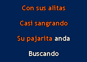 Con sus alitas

Casi sangrando

Su pajarita anda

Buscando