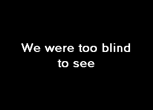 We were too blind

to see