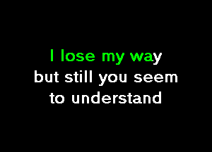 I lose my way

but still you seem
to understand