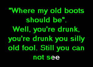 Where my old boots
should be.
Well, you're drunk,

you're drunk you silly
old fool. Still you can
not see