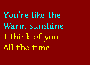 You're like the
Warm sunshine

I think of you
All the time