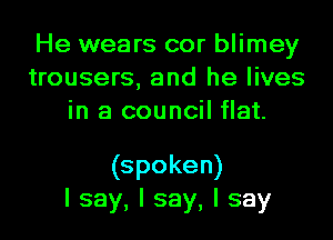 He wears cor blimey
trousers, and he lives
in a council flat.

(spoken)
lsay,lsay,lsay