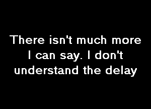 There isn't much more

I can say. I don't
understand the delay