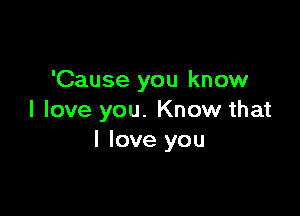 'Cause you know

I love you. Know that
I love you