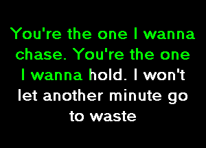 You're the one I wanna
chase. You're the one
I wanna hold. I won't
let another minute go
to waste