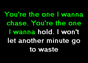 You're the one I wanna
chase. You're the one
I wanna hold. I won't
let another minute go
to waste