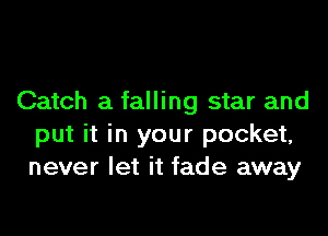 Catch a falling star and

put it in your pocket,
never let it fade away