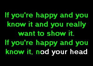 If you're happy and you
know it and you really
want to show it.

If you're happy and you
know it, nod your head