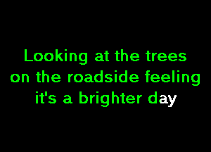 Looking at the trees

on the roadside feeling
it's a brighter day