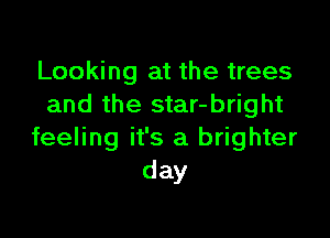 Looking at the trees
and the star-bright

feeling it's a brighter
day