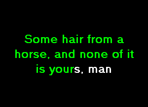 Some hair from a

horse. and none of it
is yours, man
