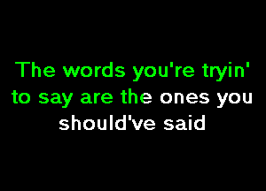 The words you're tryin'

to say are the ones you
should've said