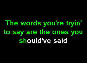 The words you're tryin'

to say are the ones you
should've said