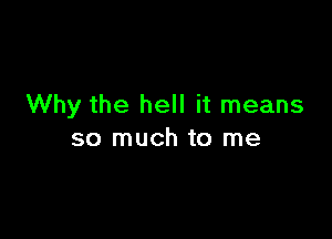 Why the hell it means

so much to me