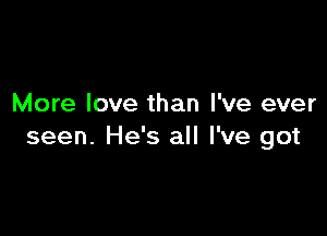 More love than I've ever

seen. He's all I've got