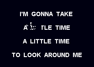 I'M GONNA TAKE

K722 I'LE TIME

A LITTLE TIME

TO LOOK AROUND ME