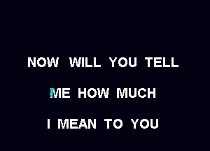 NOW WILL YOU TELL

ME HOW MUCH

I MEAN TO YOU