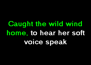 Caught the wild wind

home. to hear her soft
voice speak