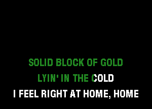 SOLID BLOCK OF GOLD
LYIH' IN THE COLD
I FEEL RIGHT AT HOME, HOME
