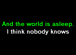 And the world is asleep.

I think nobody knows