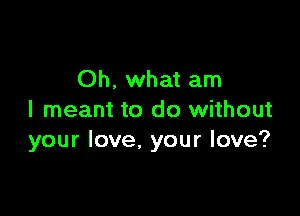 Oh, what am

I meant to do without
your love, your love?