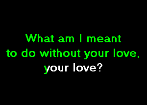 What am I meant

to do without your love,
your love?