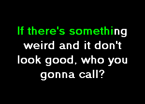 If there's something
weird and it don't

look good, who you
gonna call?