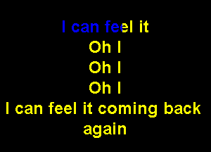 I can feel it
Oh I
on I

Oh I
I can feel it coming back
again