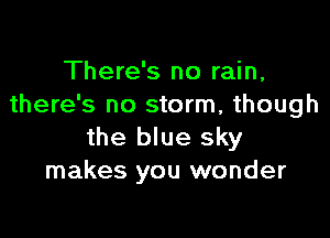 There's no rain,
there's no storm, though

the blue sky
makes you wonder