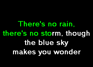 There's no rain,

there's no storm, though
the blue sky
makes you wonder