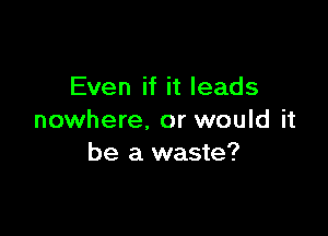 Even if it leads

nowhere. or would it
be a waste?