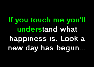 If you touch me you'll
understand what
happiness is. Look a
new day has begun...