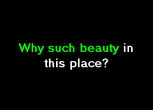 Why such beauty in

this place?