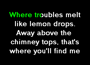 Where troubles melt
like lemon drops.
Away above the

chimney tops, that's

where you'll find me