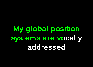 My global position

systems are vocally
addressed