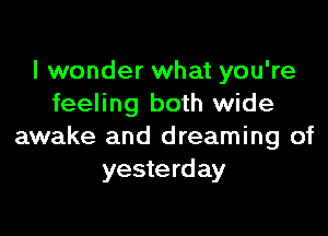 I wonder what you're
feeling both wide

awake and dreaming of
yesterday