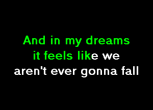 And in my dreams

it feels like we
aren't ever gonna fall