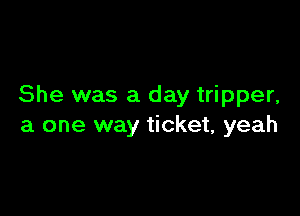 She was a day tripper,

a one way ticket, yeah