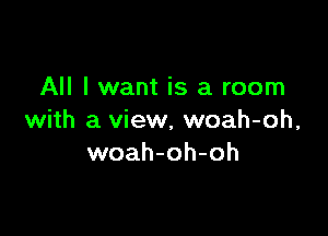 All I want is a room

with a view, woah-oh,
woah-oh-oh