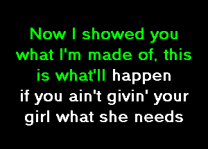 Now I showed you
what I'm made of, this
is what'll happen
if you ain't givin' your
girl what she needs