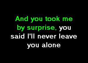 And you took me
by surprise, you

said I'll never leave
you alone