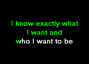 I know exactly what

I want and
who I want to be