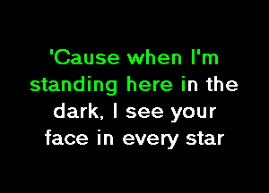 'Cause when I'm
standing here in the

dark, I see your
face in every star