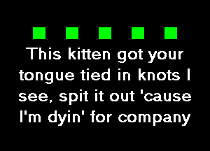 El El El El El
This kitten got your
tongue tied in knots I
see, spit it out 'cause
I'm dyin' for company