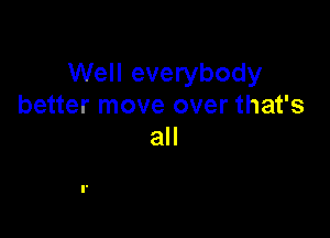 Well everybody
better move over that's

all