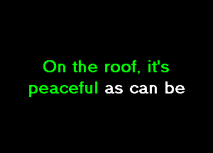 On the roof, it's

peaceful as can be